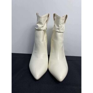 Women's White Pointed Toe Ruched‎ Ankle Boots Stiletto Heel Western Style Size 9